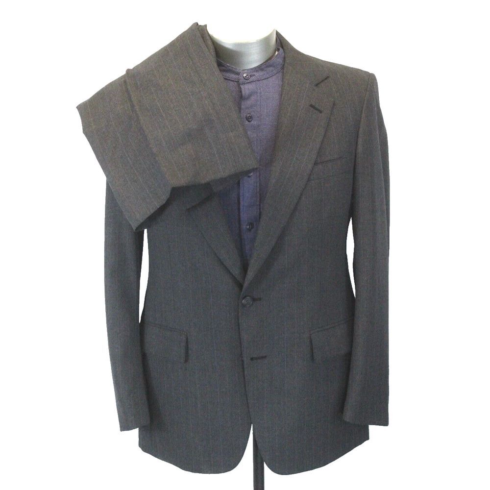 mens charcoal pinstripe Vintage 80s Cricketeer 2pc Pant Suit all season 40 R